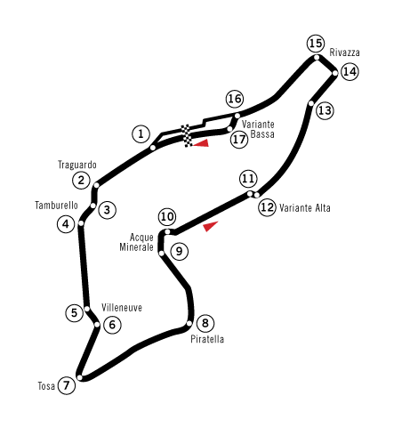 Mappa del circuito Autodromo Enzo e Dino Ferrari di Imola